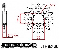 JT JTF824.13SC (sárkidobós kivitel) első lánckerék