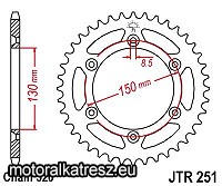 JT JTR251-49 hátsó lánckerék