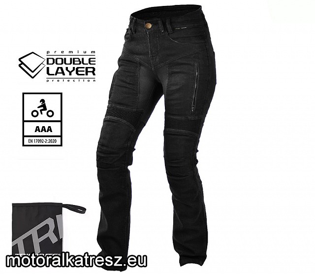 Trilobite Parado Doublelayer női fekete színű motoros farmernadrág, skinny fit, AAA, 26