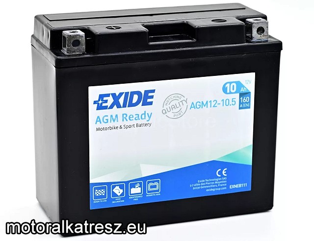Exide AGM 12-10.5 akkumulátor (360°-ban forgatható, YT12B-BS / ET12B-BS helyett)